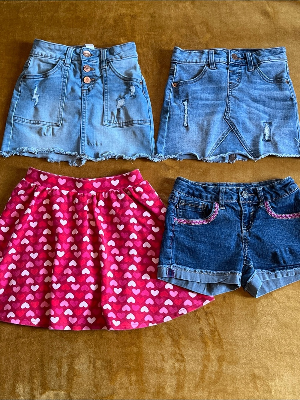 Mixed Lot of 4 Skort Shorts Girls size 7 Blue Jean Red Hearts School Justice